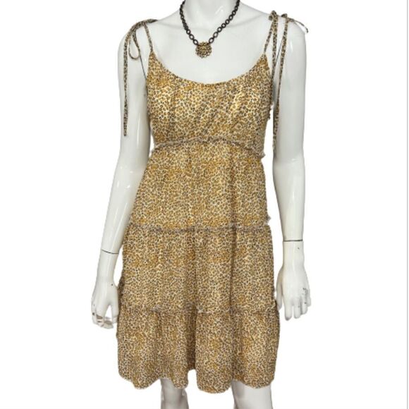 NWT Simplee Cottagecore Tiered Ruffle Cheetah Print Sundress -Juniors Large - Picture 2 of 12